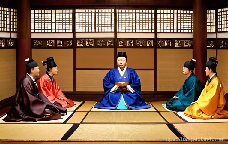 훈민정음 창제 원리 - **Prompt:** A historically accurate and emotionally resonant depiction of King Sejong the Great, wea...