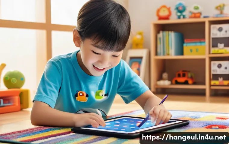 한글과 교육 기술 - **AI-Powered Personalized Learning for Children:**
    A happy and engaged child, approximately 6 ye...